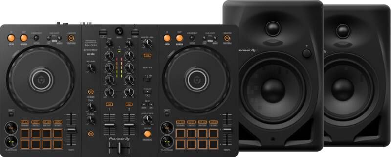Pioneer DJ DDJ-FLX4 + DJ DM-50D Zwart