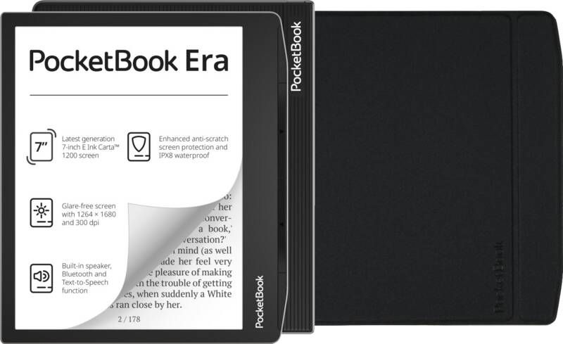 PocketBook Era 16GB Zilver + Flip Book Case Zwart