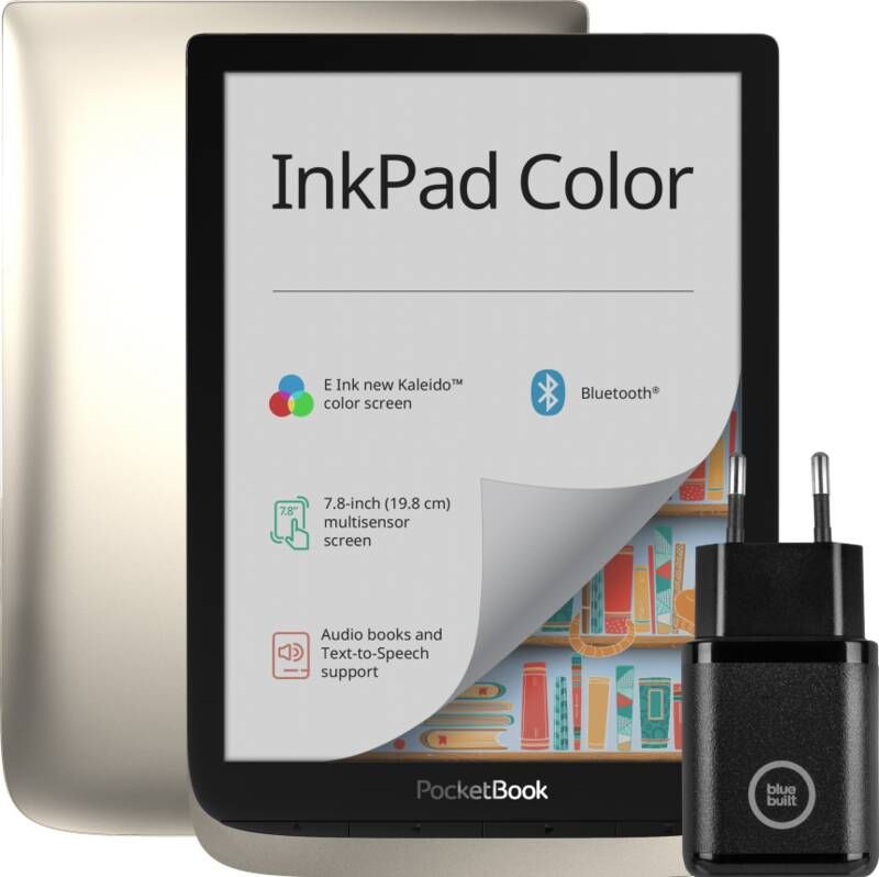 PocketBook InkPad Color Zilver + BlueBuilt Oplader