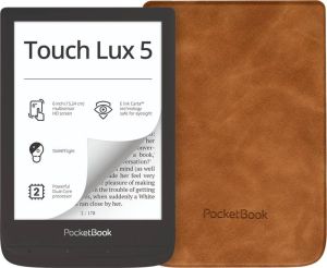 PocketBook Touch Lux 5 Ink Zwart + Shell Book Case Bruin