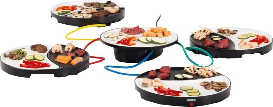 Princess Dinner4All 103080 Gourmetstel Grill & Bakplaat Extra lang 2 meter snoer 4 personen Uitbreidingsset beschikbaar