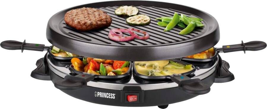 Princess Gourmetstel 162725 Raclette Grill Party – 6 personen – Anti aanbaklaag Rond model