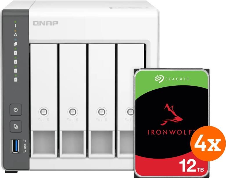 QNAP TS-433-4G + Seagate Ironwolf 12TB 4-Pack