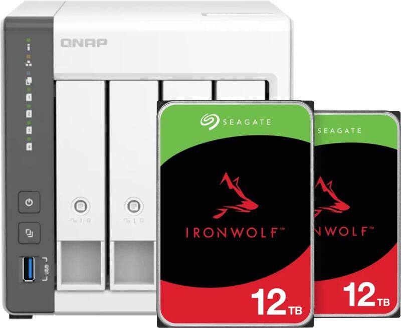 QNAP TS-433-4G + Seagate Ironwolf 12TB Duo Pack