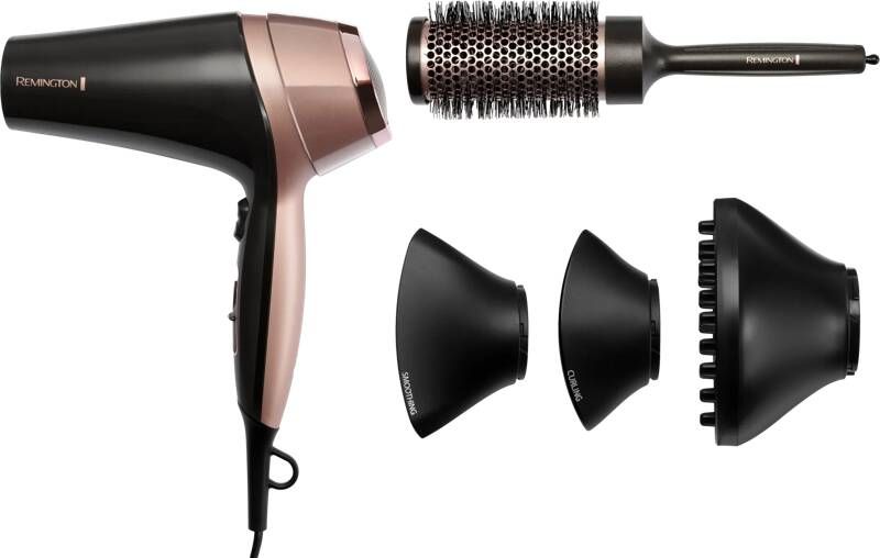 Remington D5706 Kappersset Ionische föhn Curl Confidence 2200W 45 mm borstel keramisch rooster lichtgewicht stil