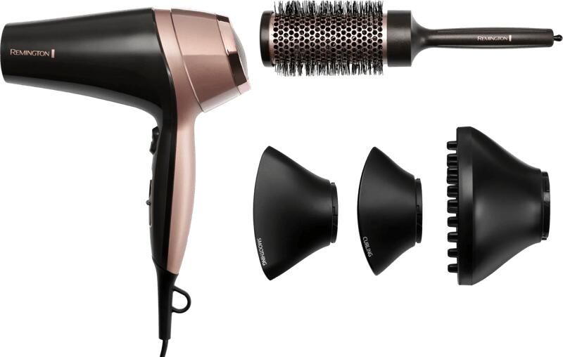 Remington D5706 Kappersset Ionische föhn Curl Confidence 2200W 45 mm borstel keramisch rooster lichtgewicht stil