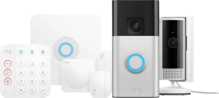 Ring Alarmsysteem + Indoor Cam + Battery Video Doorbell Nikkel