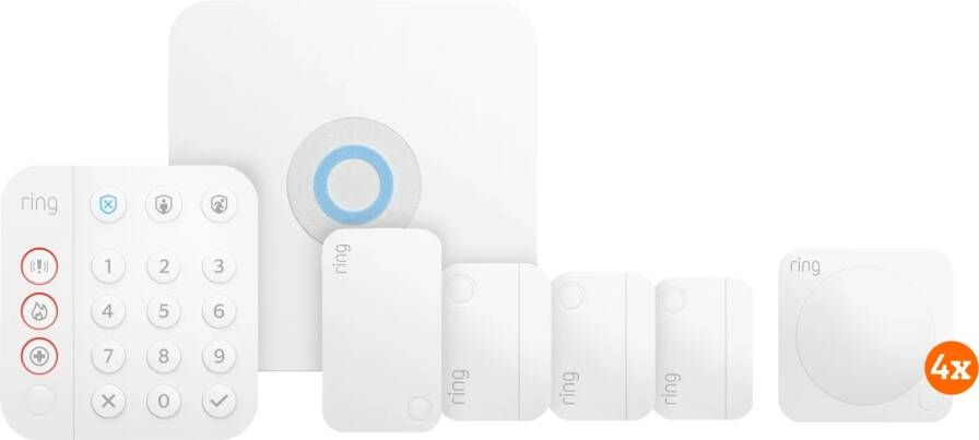 Ring Alarmsysteem met 3 magneetcontacten en 4 bewegingssensoren