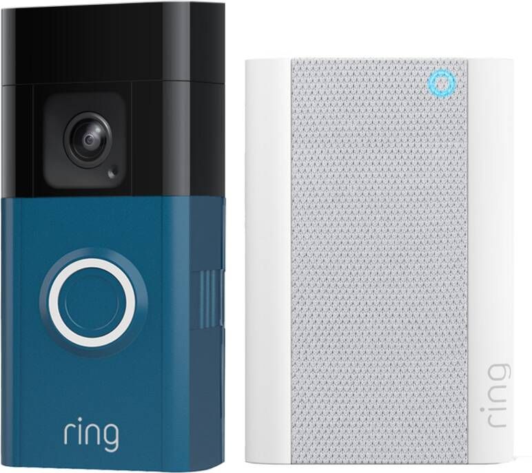 Ring Battery Video Doorbell Plus + Chime + Voorpaneel Blauw
