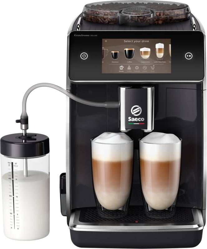 Saeco Philips GranAroma Deluxe SM6680 00 Espressomachine 18 Soorten Warme Drankjes Zwart RVS + AquaClean Filter