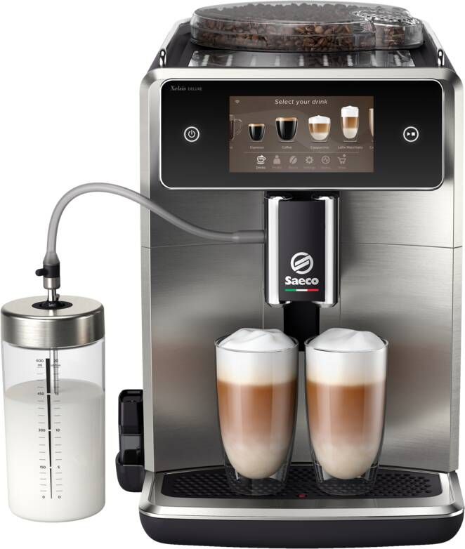 Saeco Philips Xelsis Deluxe SM8785 00 Espressomachine 22 Soorten Warme Drankjes Zwart Zilver + AquaClean Filter