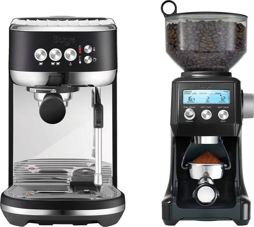 Sage the Bambino Plus Black Truffel + Koffiemolen