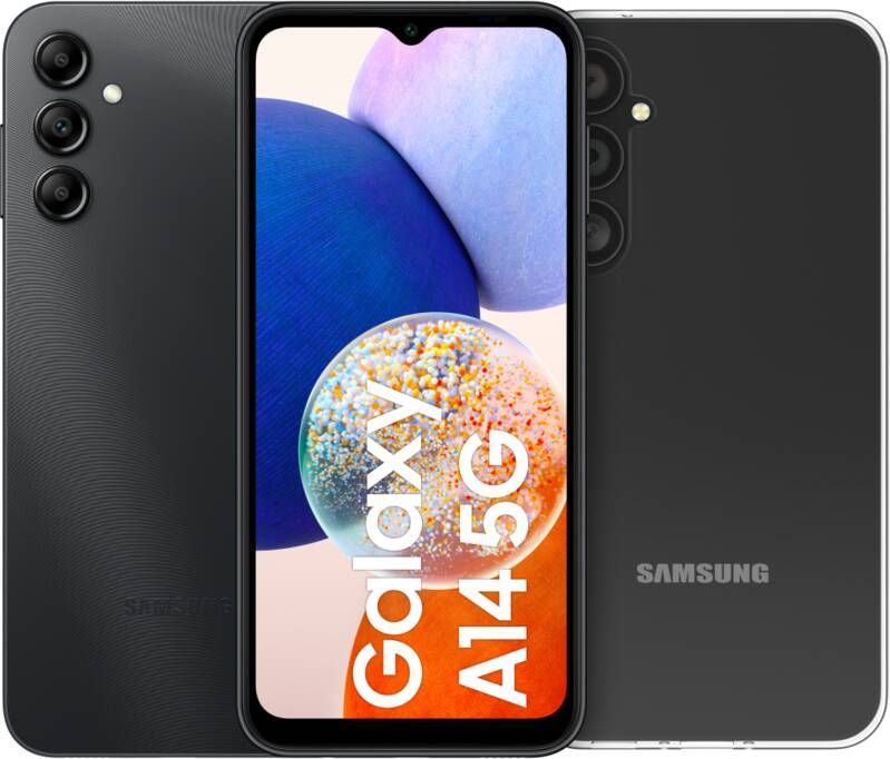 Samsung Galaxy A14 128GB Zwart 5G + BlueBuilt Back Cover