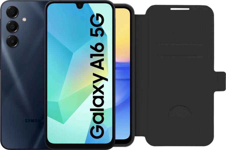 Samsung Galaxy A16 128GB Donkerblauw 5G + BlueBuilt Book Case Zwart
