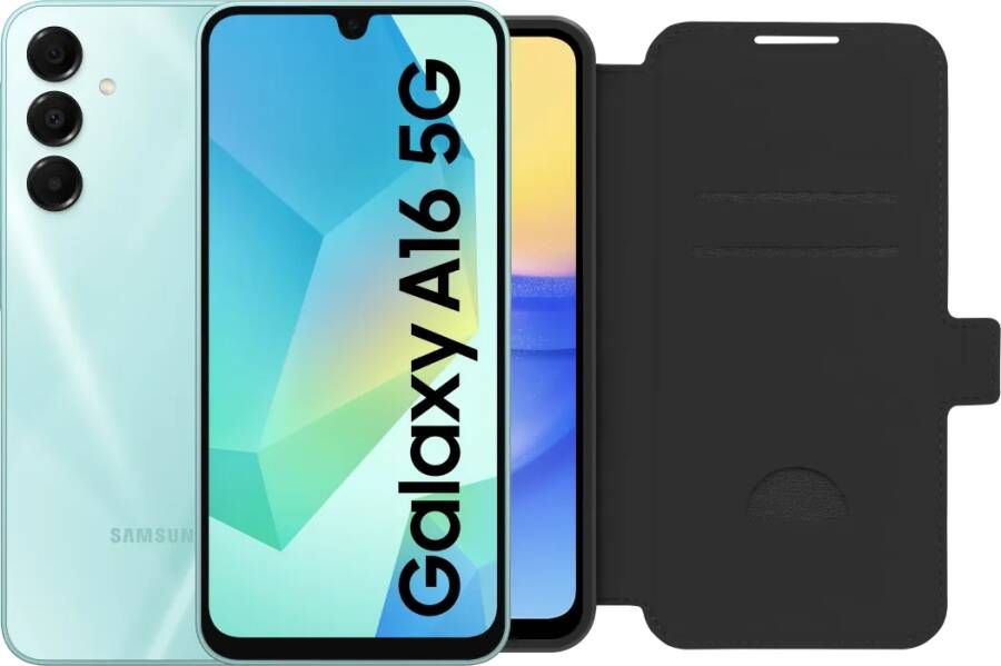 Samsung Galaxy A16 128GB Groen 5G + BlueBuilt Book Case Zwart