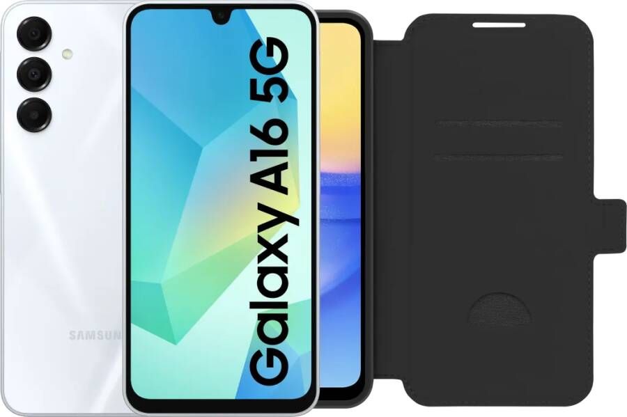 Samsung Galaxy A16 128GB Wit 5G + BlueBuilt Book Case Zwart