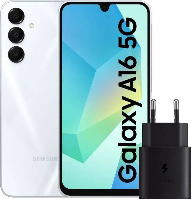 Samsung Galaxy A16 128GB Wit 5G + Oplader 25W Zwart