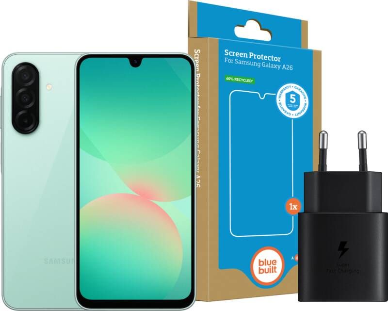 Samsung Galaxy A26 128GB Groen 5G + Basis Accessoirepakket