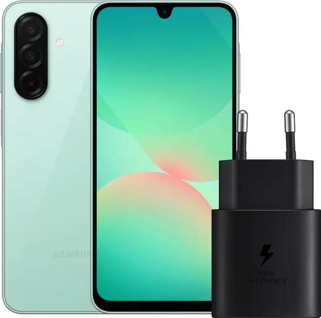 Samsung Galaxy A26 128GB Groen 5G + Oplader 25 Watt Zwart