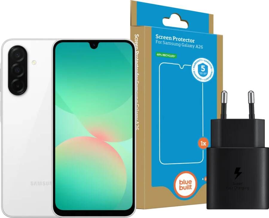 Samsung Galaxy A26 128GB Wit 5G + Basis Accessoirepakket