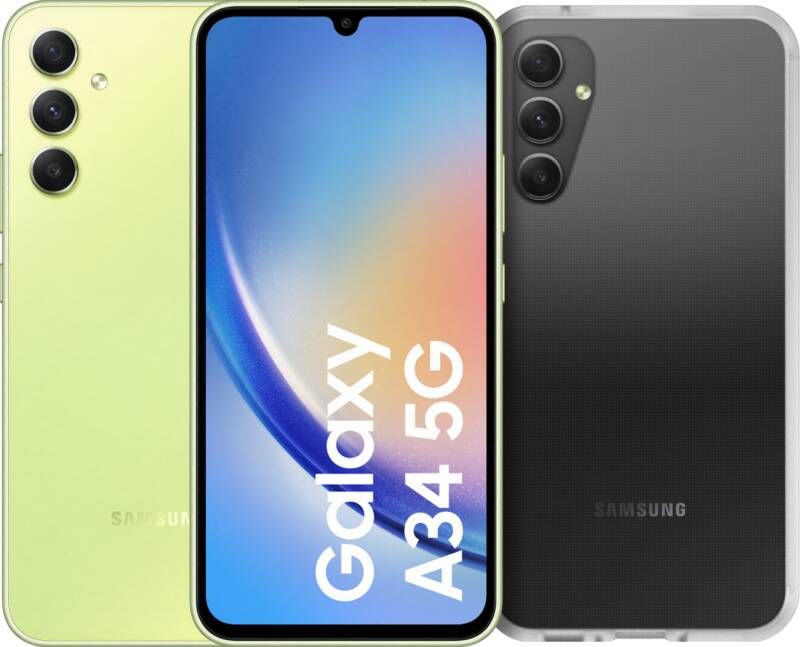 Samsung Galaxy A34 128GB Groen 5G + Otterbox React Back Cover Transparant