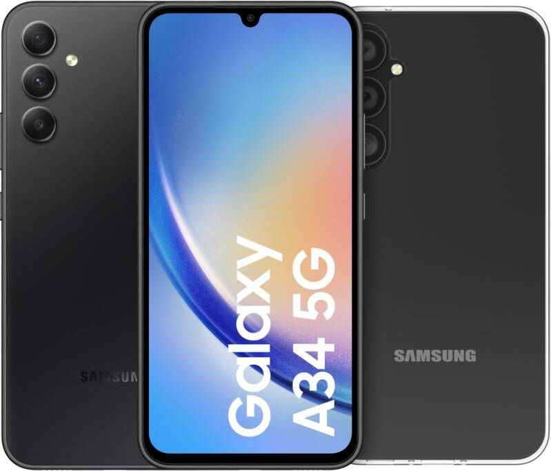 Samsung Galaxy A34 256GB Zwart 5G + BlueBuilt Back Cover