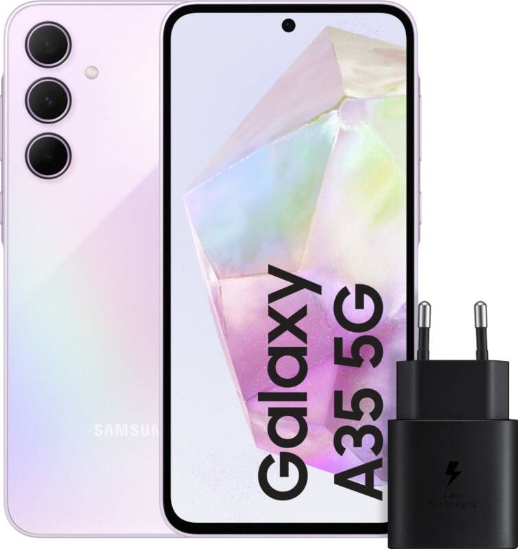 Samsung Galaxy A35 128GB Paars 5G + 25 Watt Snellader Zwart