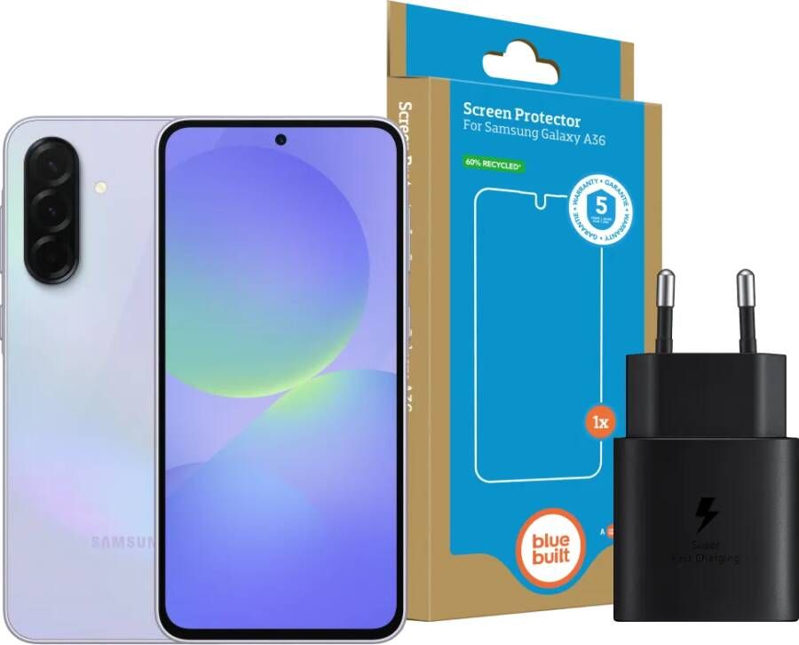 Samsung Galaxy A36 128GB Paars 5G + Basis Accessoirepakket