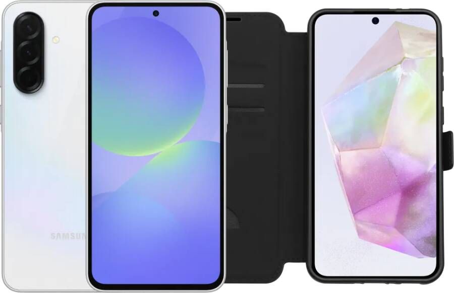 Samsung Galaxy A36 128GB Wit 5G + BlueBuilt Book Case Zwart