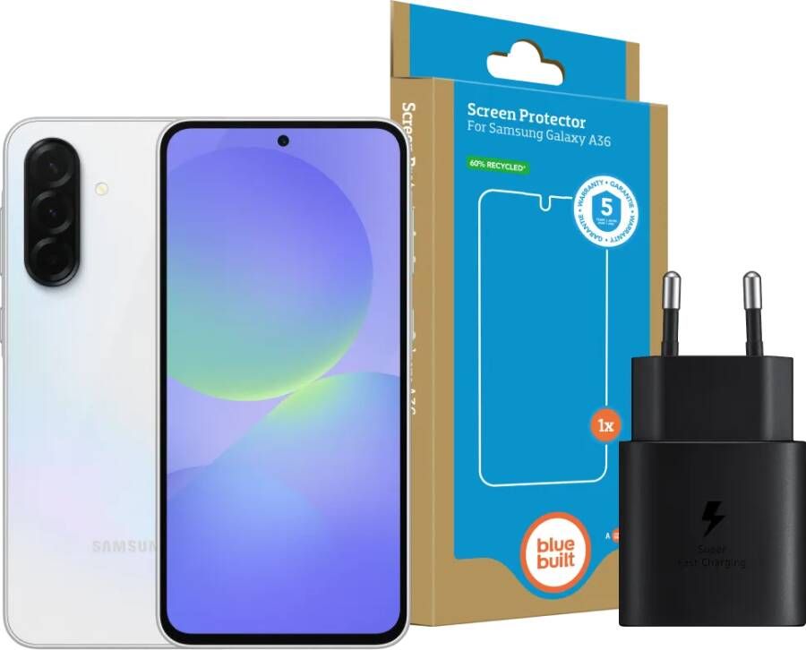 Samsung Galaxy A36 256GB Wit 5G + Basis Accessoirepakket