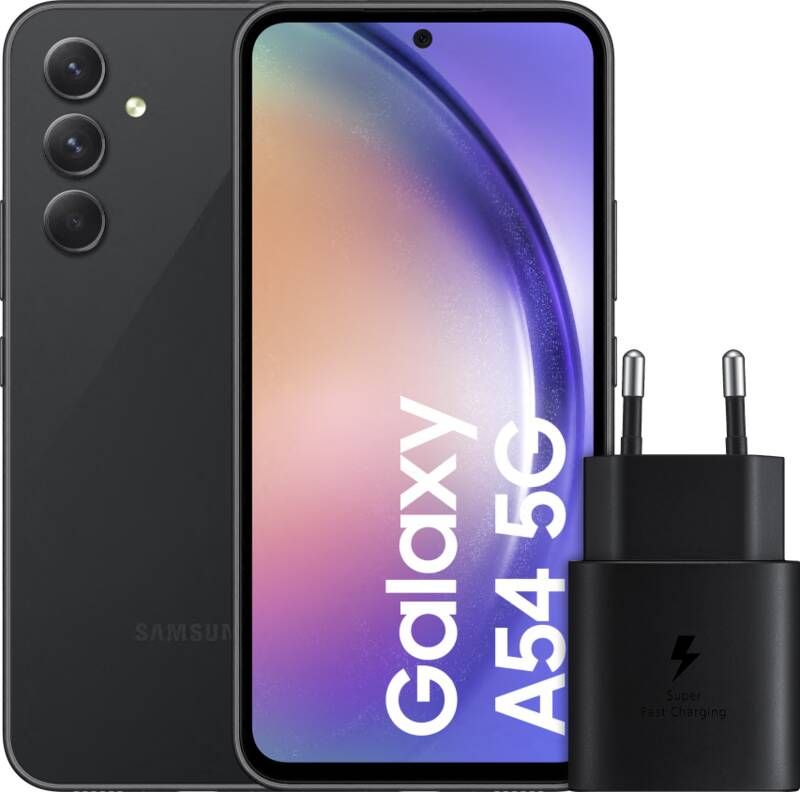 Samsung Galaxy A54 256GB Zwart 5G + Snellader Zwart