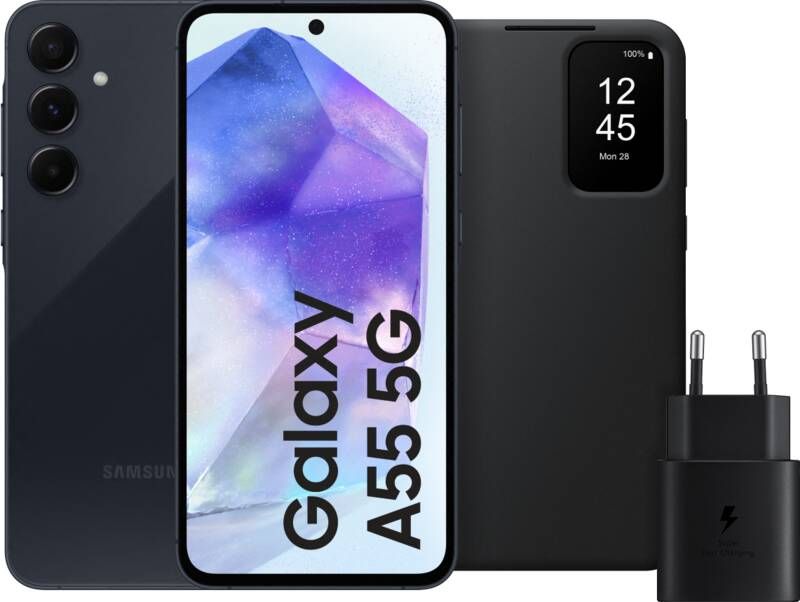 Samsung Galaxy A55 128GB Donkerblauw 5G + Accessoirepakket