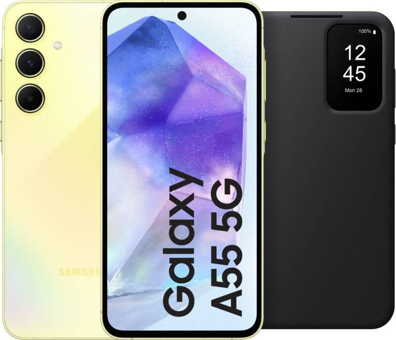 Samsung Galaxy A55 128GB Geel 5G + Smart View Book Case Zwart