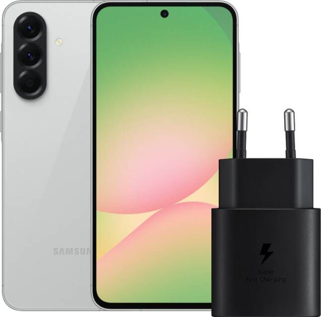 Samsung Galaxy A56 128GB Grijs 5G + Oplader 25 Watt Zwart