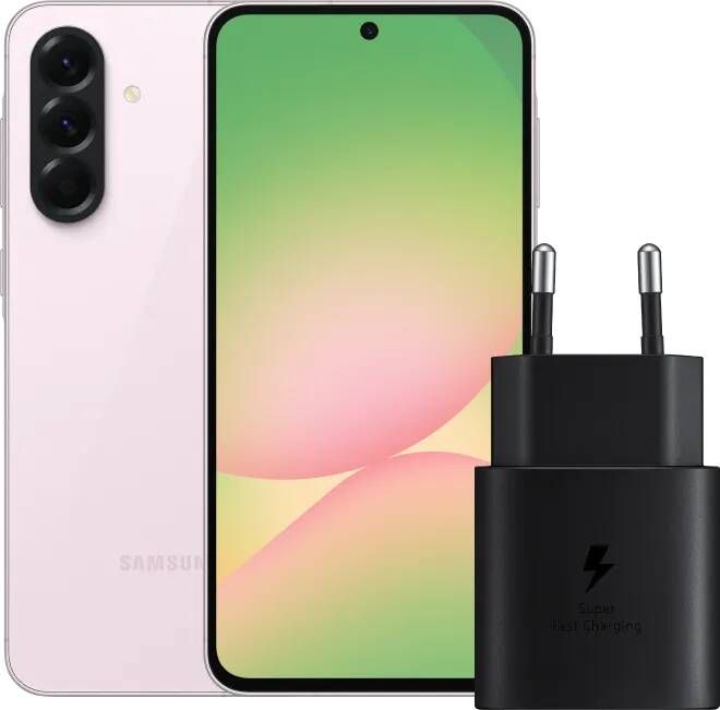 Samsung Galaxy A56 128GB Roze 5G + Oplader 25 Watt Zwart
