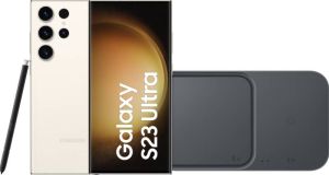 Samsung Galaxy S23 Ultra 512GB Crème 5G + Duo Draadloze Oplader 15W