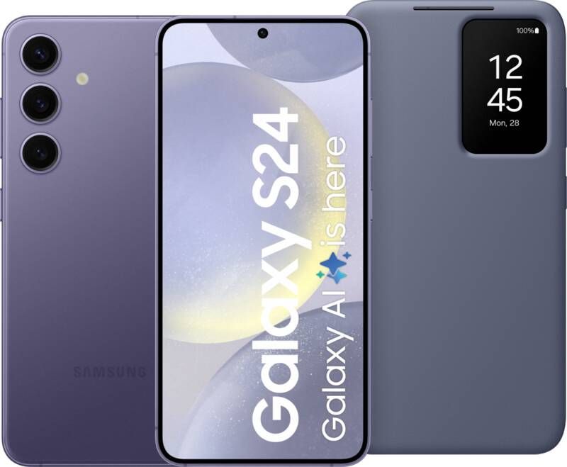 Samsung Galaxy S24 128GB Paars 5G + Smart View Book Case Paa