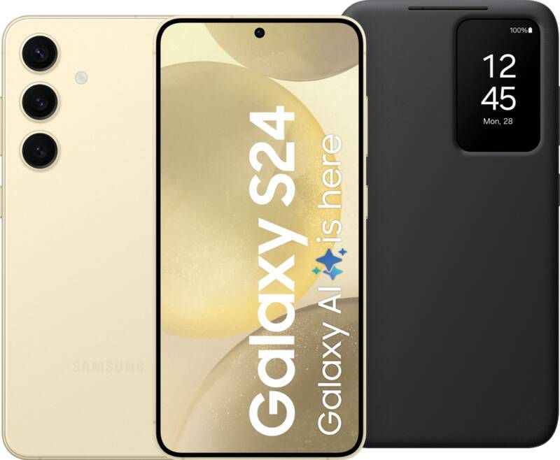 Samsung Galaxy S24 256GB Geel 5G + Smart View Book Case Zwart