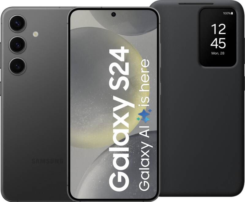 Samsung Galaxy S24 256GB Zwart 5G + Smart View Book Case Zwa