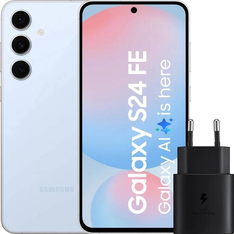 Samsung Galaxy S24 FE 128GB Blauw 5G + Oplader 25 Watt Zwart