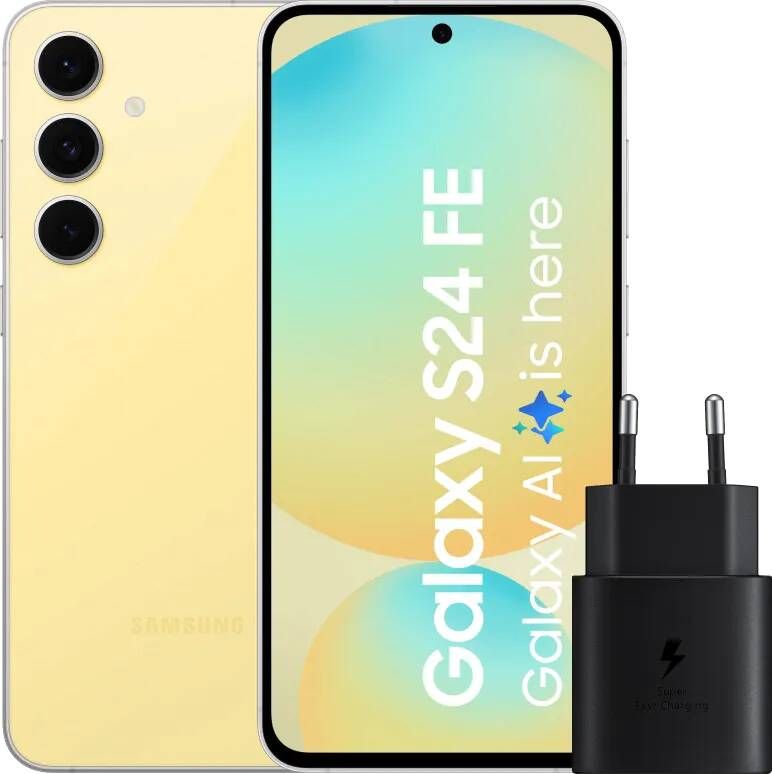 Samsung Galaxy S24 FE 128GB Geel 5G + Oplader 25 Watt Zwart