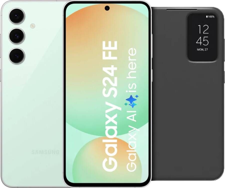 Samsung Galaxy S24 FE 128GB Groen 5G + Clear View Book Case Zwart