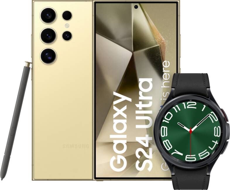 Samsung Galaxy S24 Ultra 256GB Geel 5G + Galaxy Watch 6 Classic Zwart 47mm