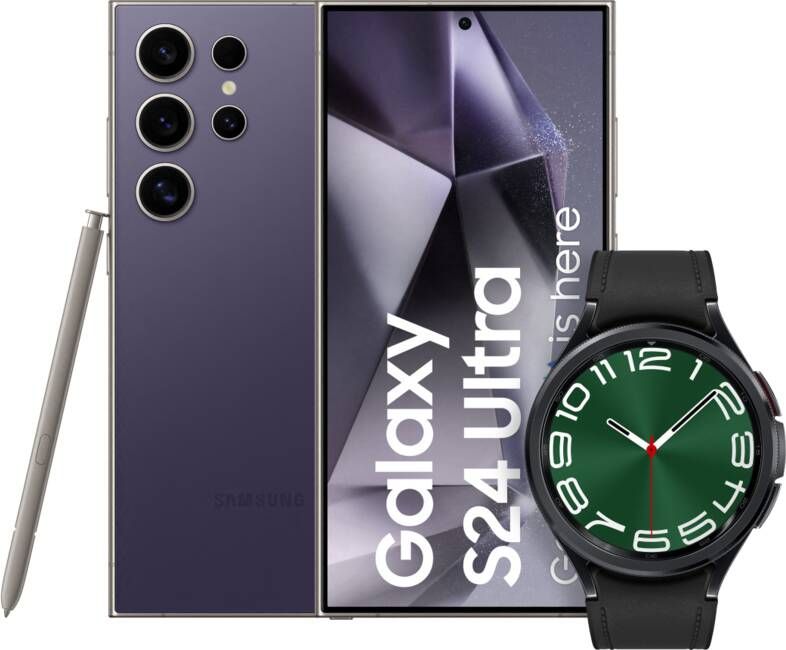 Samsung Galaxy S24 Ultra 256GB Paars 5G + Galaxy Watch 6 Classic Zwart 47mm