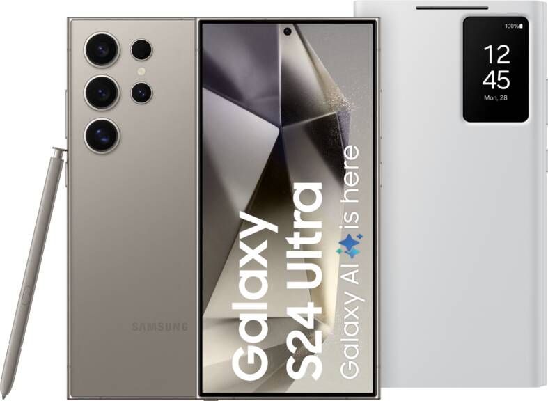 Samsung Galaxy S24 Ultra 512GB Grijs 5G + Smart View Book Case Wit
