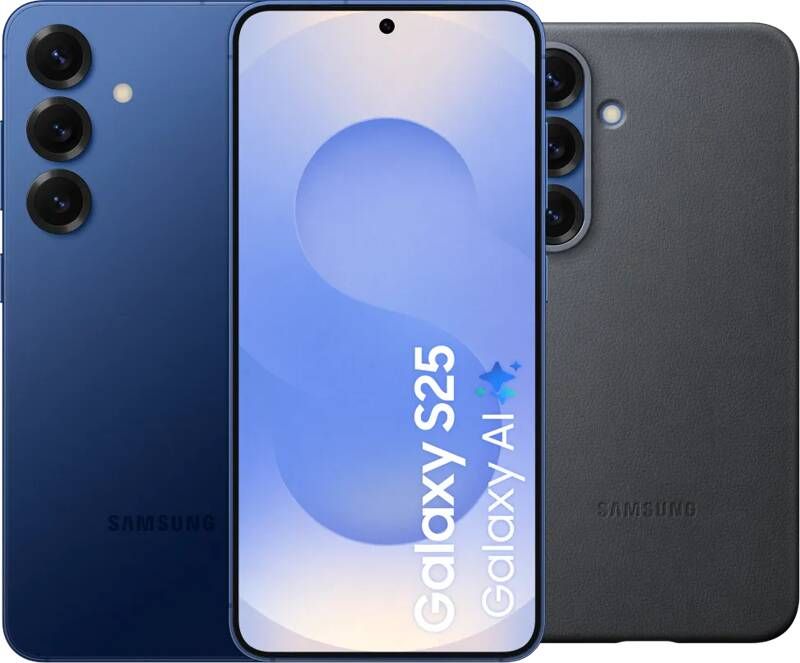 Samsung Galaxy S25 128GB Donkerblauw 5G + Kindsuit Back Cover Zwart