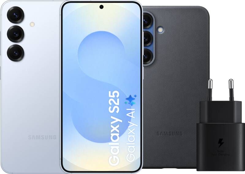 Samsung Galaxy S25 256GB Lichtblauw 5G + Accessoirepakket
