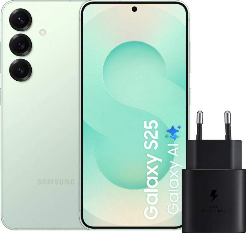 Samsung Galaxy S25 512GB Mint 5G + Oplader 25 Watt Zwart