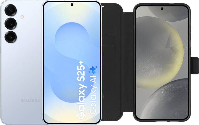 Samsung Galaxy S25 Plus 512GB Lichtblauw 5G + BlueBuilt Book Case Zwart