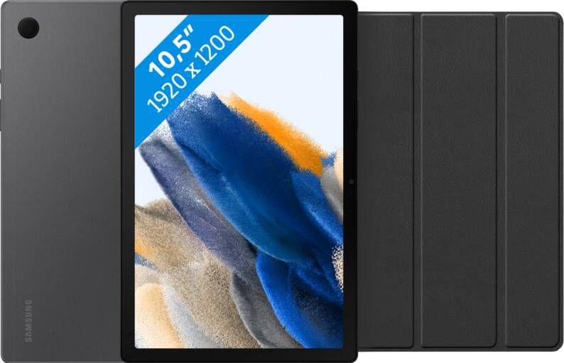 Samsung Galaxy Tab A8 64GB Wifi Grijs + Just in Case Book Case Zwart